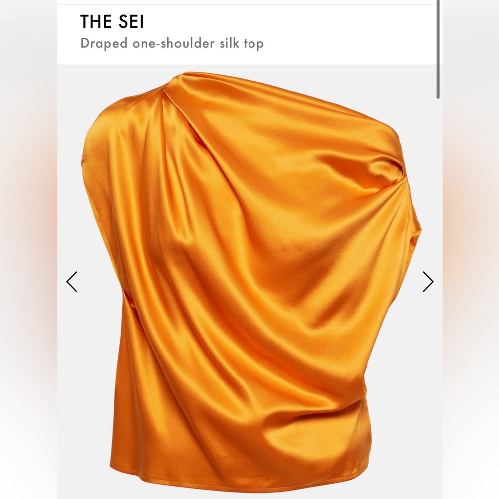 The SEI. draped one shoulder silk top. Burnt orange color. Brand new, never worn